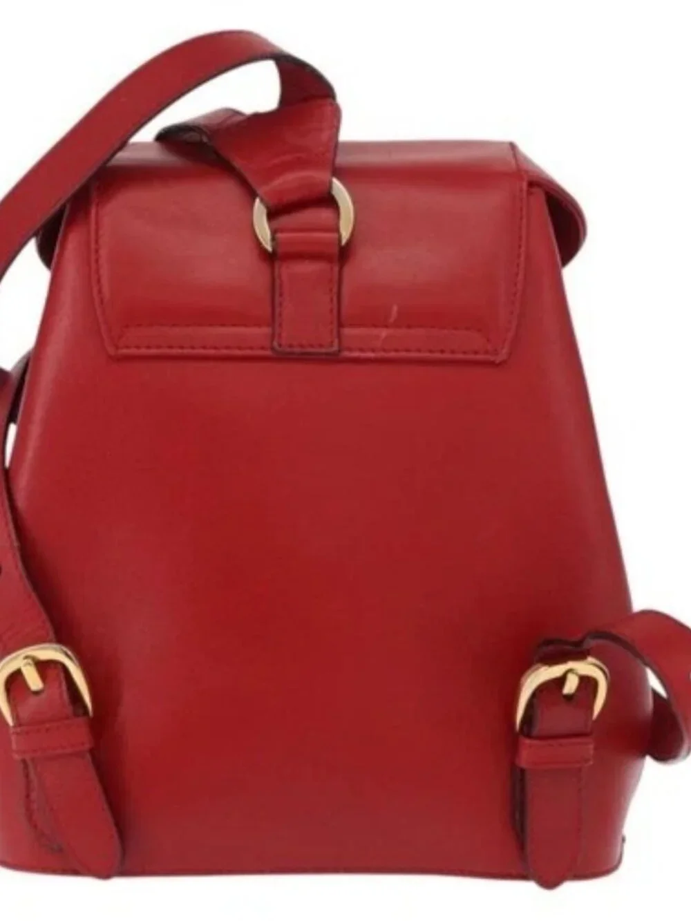 Salvatore Ferragamo Backpack Leather Red Gold Auth 150428